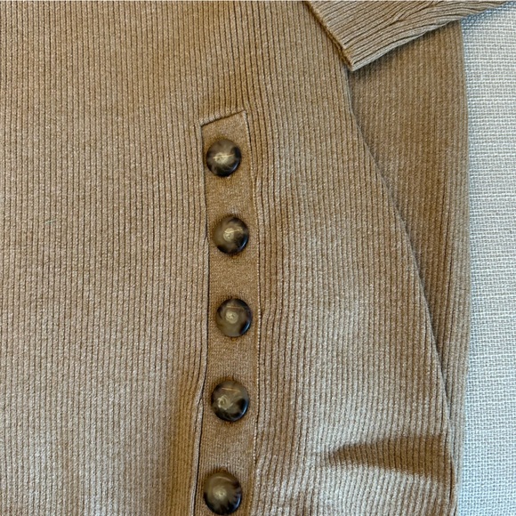 ✨ SALE✨Sezane Harper Midi Knit Dress - Camel Beige Tan Wool Blend French Holiday - Picture 7 of 9